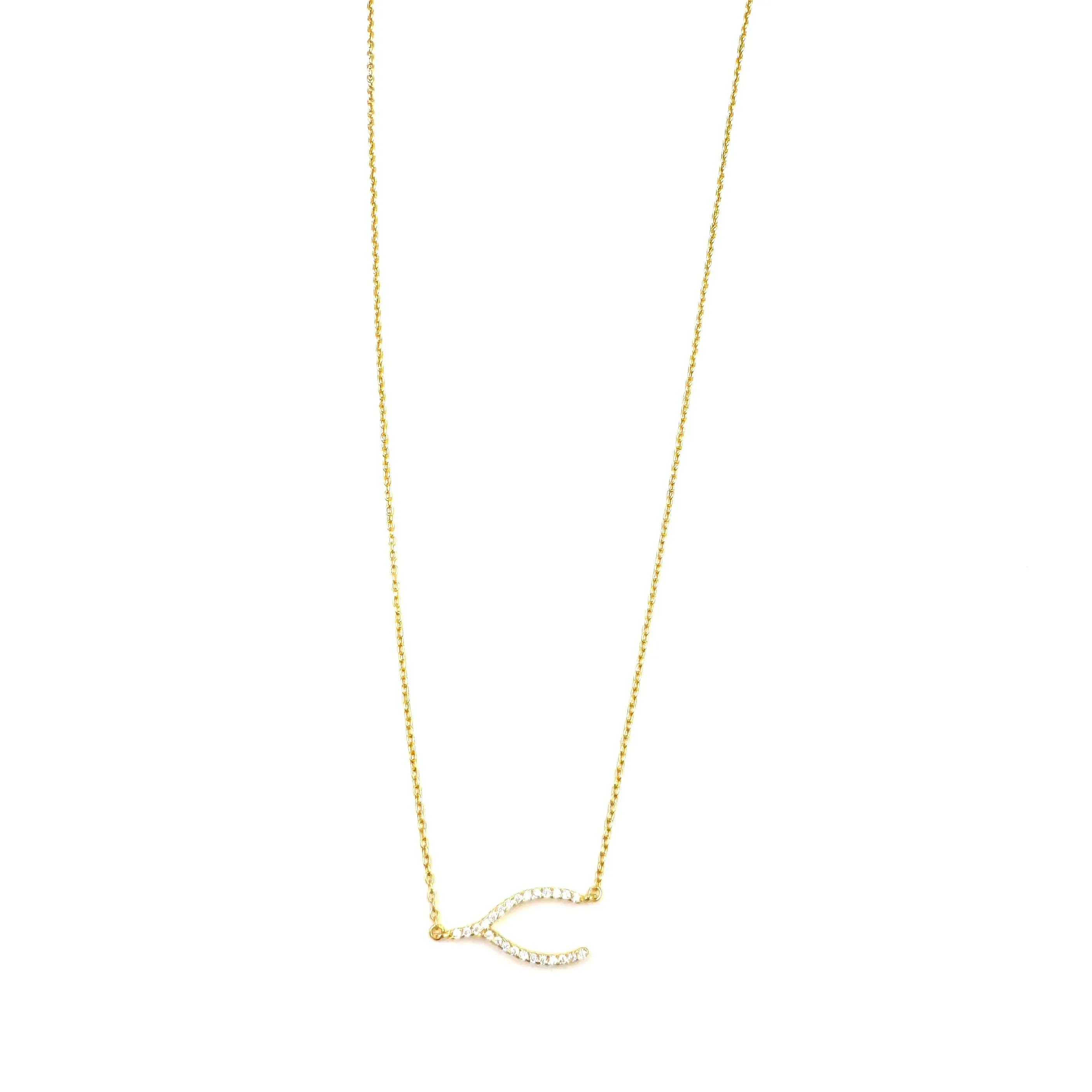 Ashley Gold Sterling Silver Gold Plated Horseshoe Design CZ Necklace
